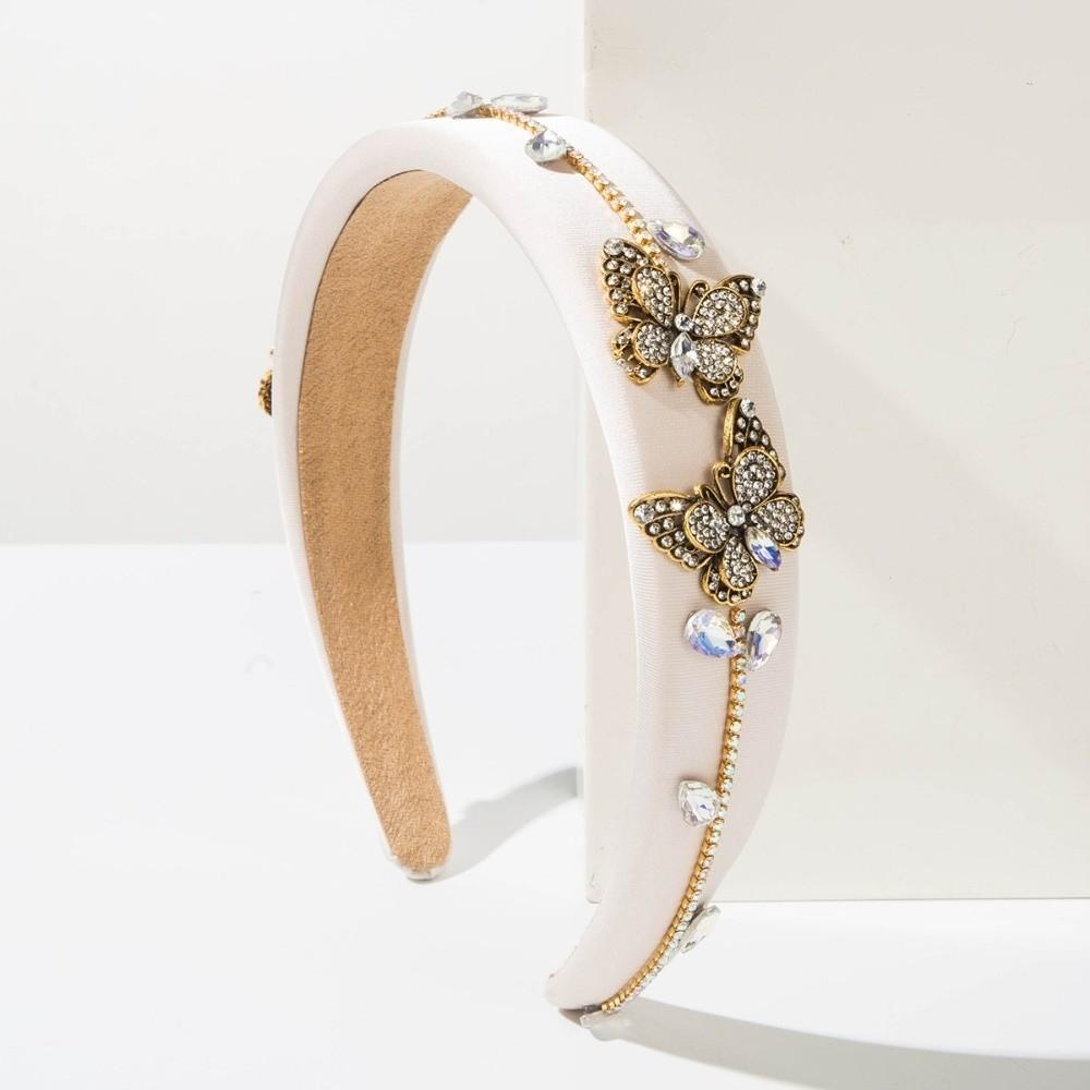 Court Style Hair Hoop Butterfly Rhinestone Wide Hairbands Baroque Headband  Women Hair Accessories