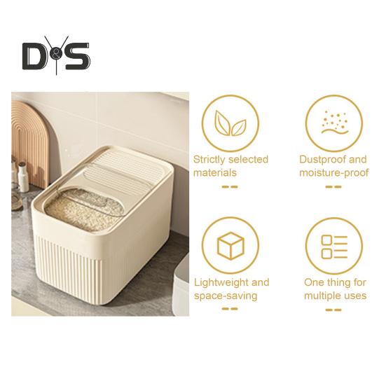 15kg Rice Bucket with Measuring Cup Transparent Cover Food Grade Plastic Sealed Pet Food Storage Container