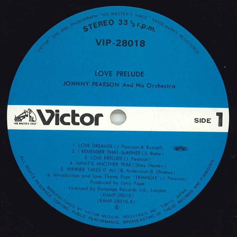 

LP Record JOHNNY PEARSON - Love Prelude VIP28018 VICTOR 1981 Japan Obi Pop Used