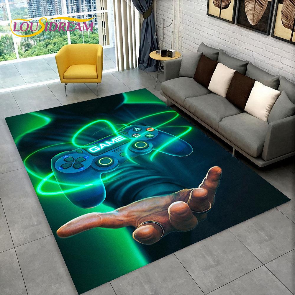 Cartoon Gamer Game Gamepad Area Rug,Carpet Rug for Living Room Kids Bedroom Sofa Kitchen Doormat Decor,Child Non-slip Floor Mat