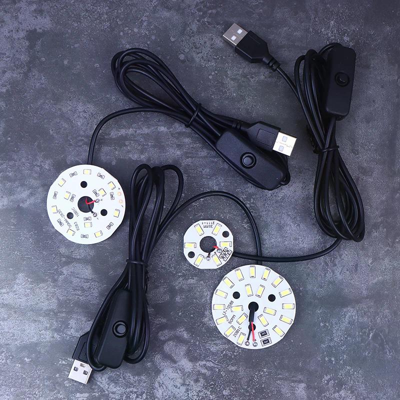Hot! 1Pc USB Plug DC5V LED Light Source SMD 5730/2835 LED Light Beads Ring Chip With Black 1.5M Swtich Cable 3/5/10W White Light