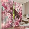 Modern Leopard Pink Flower Curtains Digital Printed Window Drapes Animal Floral Design Living Room Bedroom Decor Set Of 2 Made Polyester
