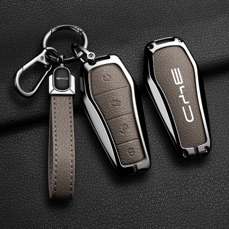 Zinc Alloy Leather Car Remote Key Case Cover for BYD Atto 3 Han EV Dolphin Lied Tang Dm Qin PLUS Song Pro MAX Yuan Accessories