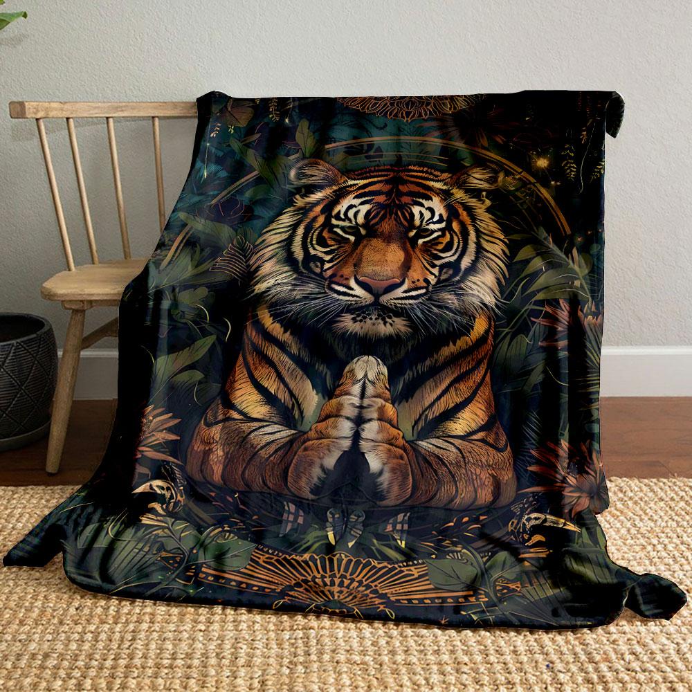 

Meditating Tiger Jungle Blanket bedroom Blanket for Livingroom Couch lunch break Soft throw for Friend s festival Gift 80cm x 120cm