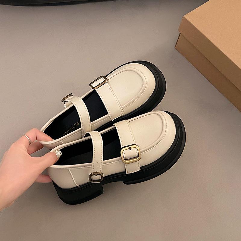 Platform British style small leather shoes 2025 new spring and autumn retro Mary shoes loafers black single shoes