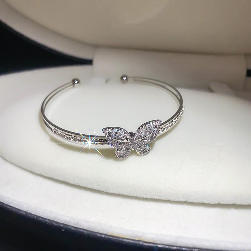 Super Flash Zircon Round Heart-shaped Flower Multi-layer Open Bracelet Exquisite and Beautiful Bracelet Light Luxury Jewelry Women