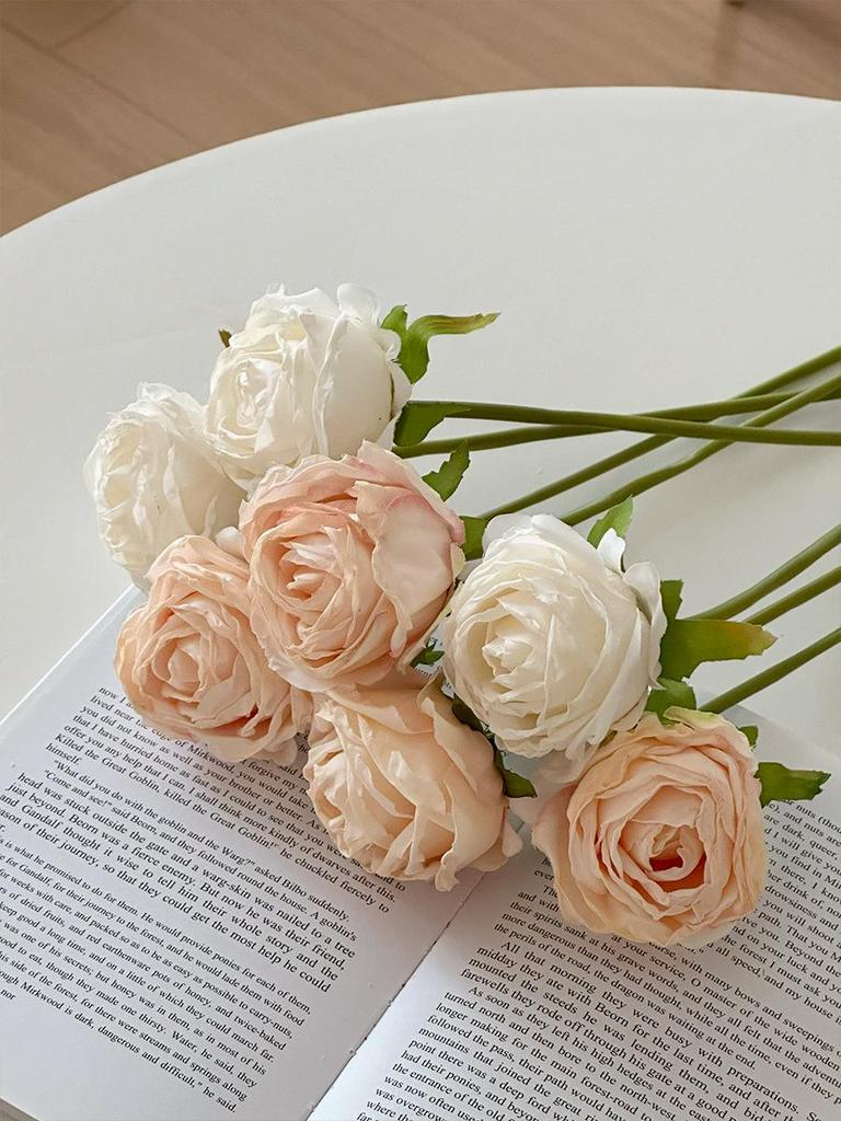 Rose Artificial Flower Arrangement for Living Room Dining Table - Preserved Dried Bouquet Vase Decoration