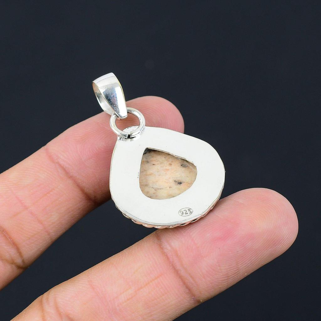 Mothers day Deal Sacral Chakra Sunstone Gemstone 925 Silver Wedding Boho Pendant