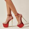 Fashion Transparent Pvc Buckle Strap Platform Sandals Women Summer Sexy Gold Thin High Heels Nightclub Pole Dance Shoes Pumps