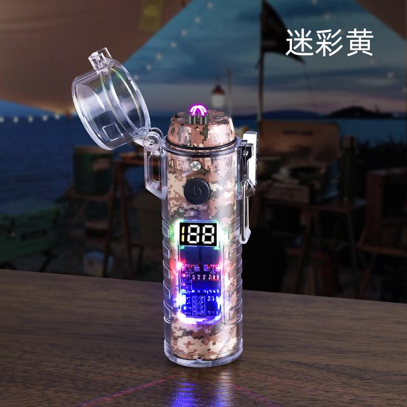 2025 New Fashionable Transparent Shell Arc Lighter Portable Type-C Charging with Flashlight Men's Luxury Cigarette Lighter Gift