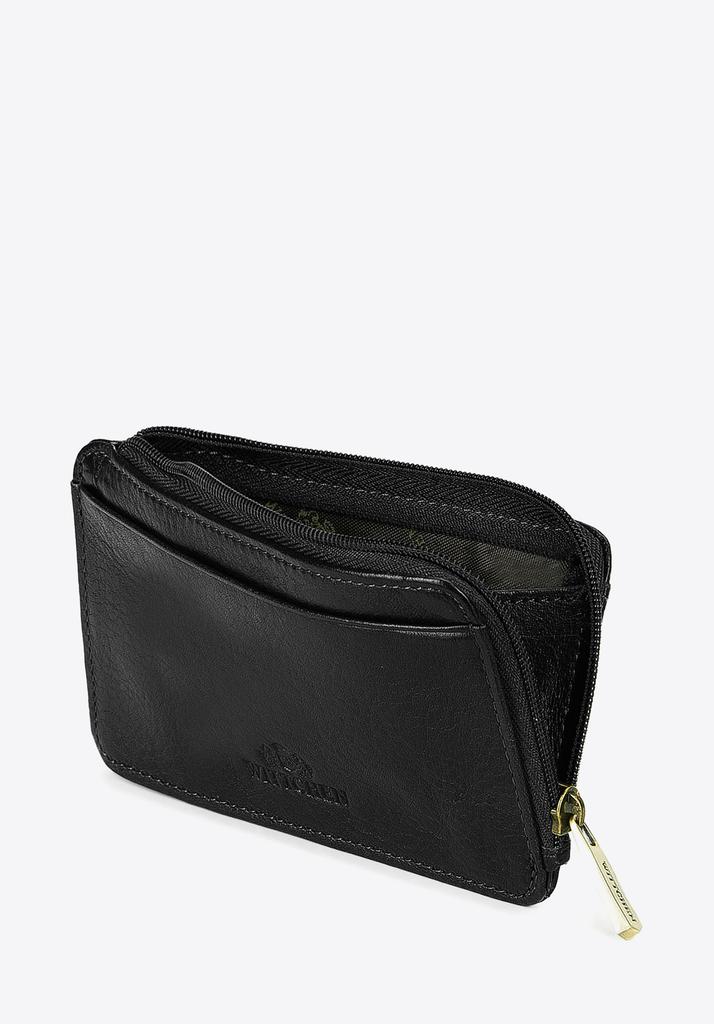 Wittchen Men's Leather Credit Card Holder With Zipper, Black, Natural Leather