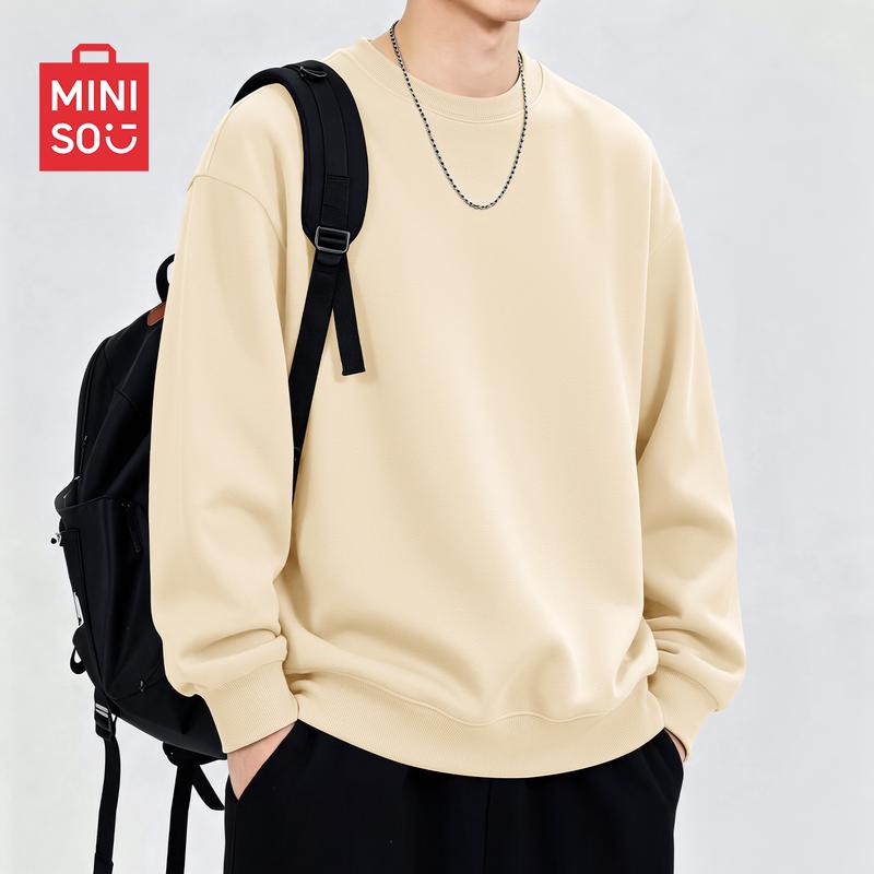 MINISO Men's Casual Crew Neck Pullover Sweatshirt