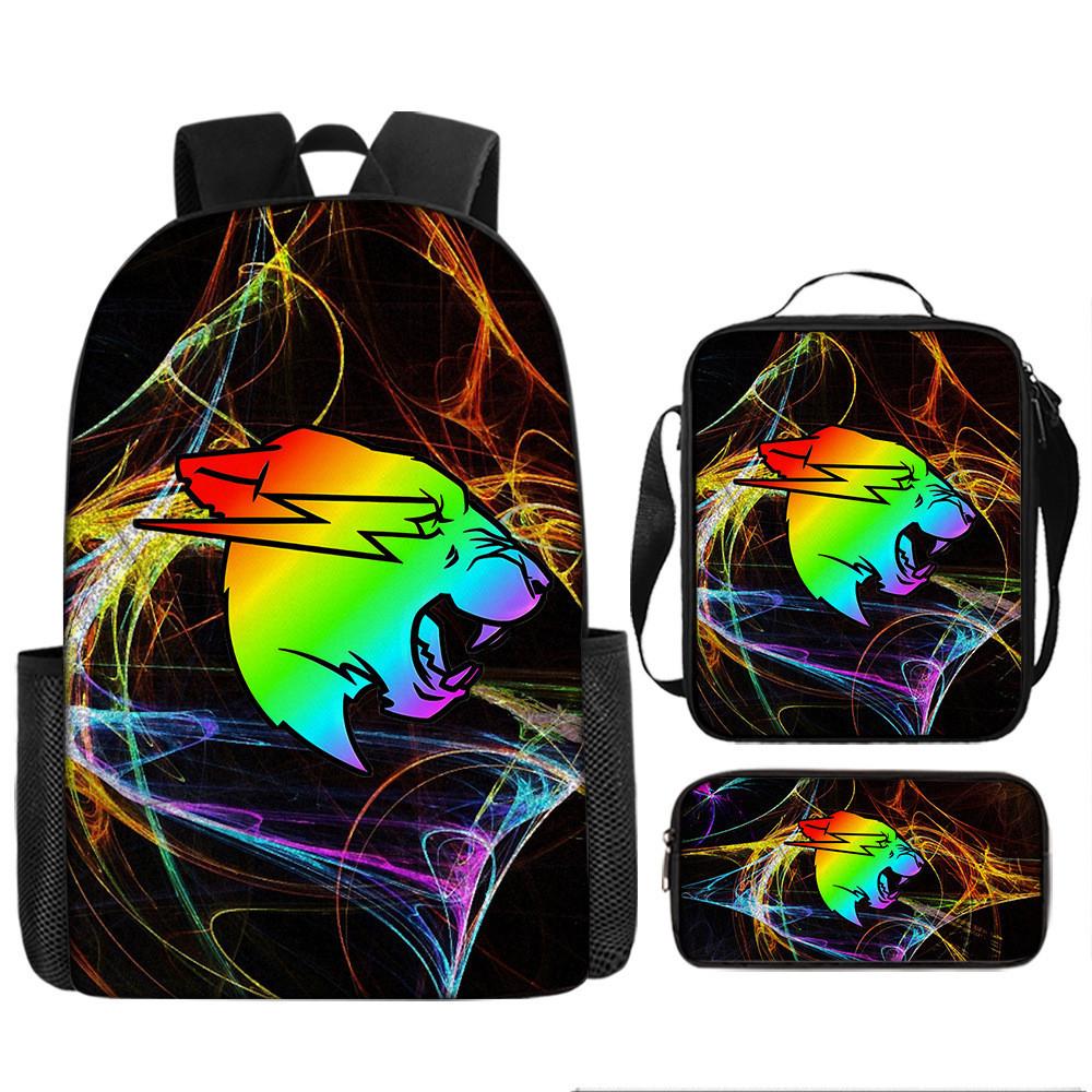 Mr Beast Lightning Cat 3d Print School Backpack With Breathable Oxford Fabric For Kids
