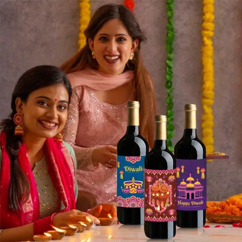 Diwali Decals Bottle Cultural Gala Event Decor Gift Wrapping Indian Festivals