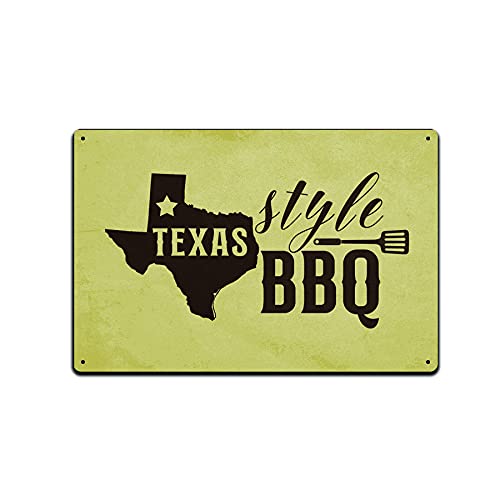 

JPs Parcels Tin Signs Backyard Patio DecorMetal Sign in Texas Style BBQ 20x30cm（7.8x11.8inch）
