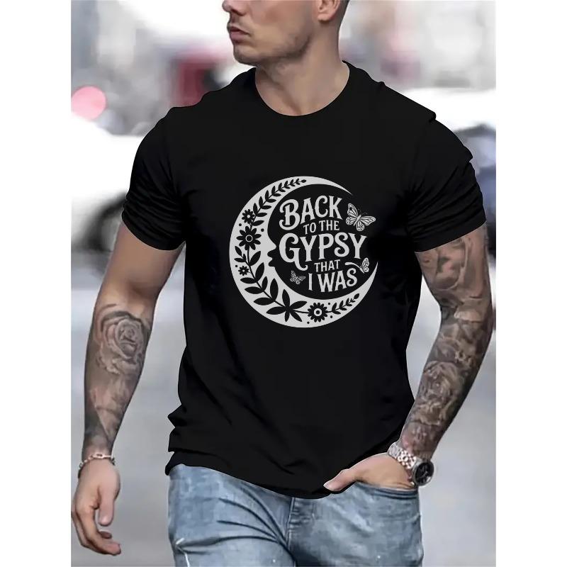 

European Size Men s Bohemian Graphic T-Shirt - Retro Travel Tee - Soft Crew Neck Casual Shirt for Music Festivals, Beach Outings 4XL чорний