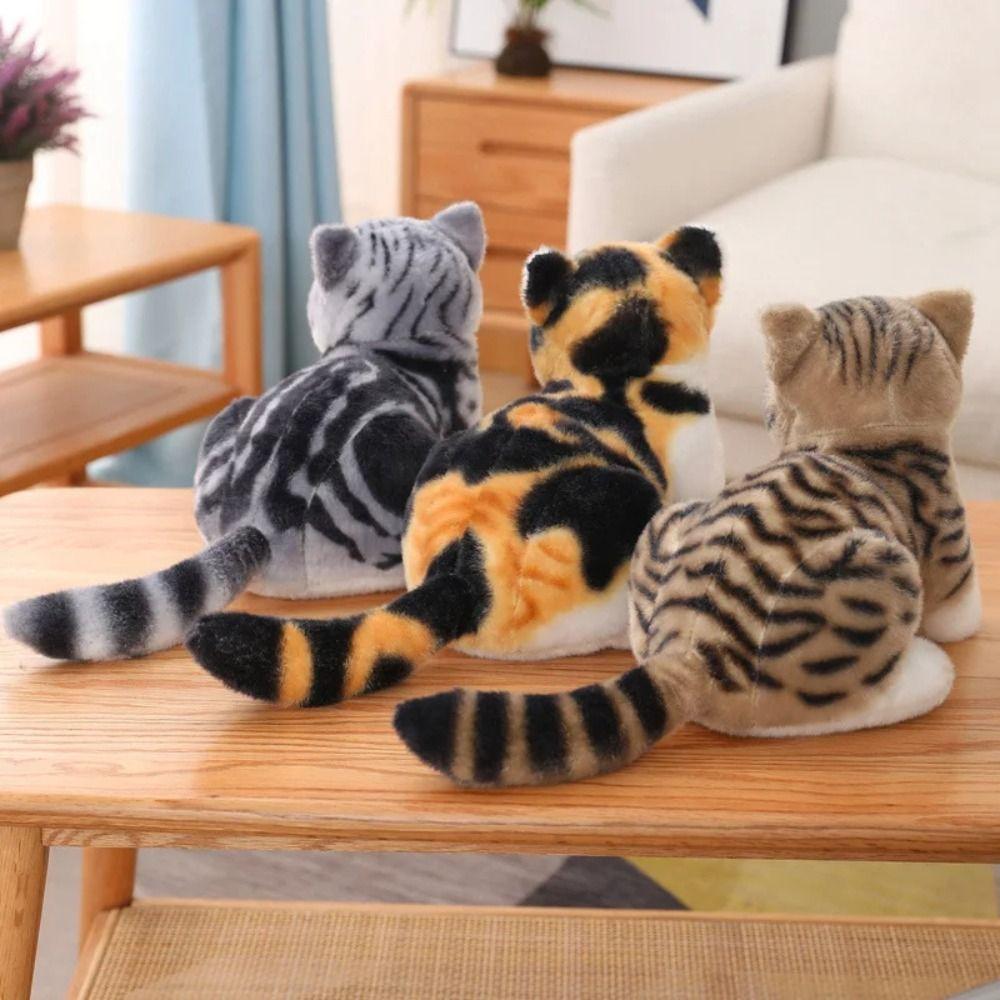 Plush Cat Lifelike Cat Plush Toy Stuffed Aniamls Simulation Cat Toy Stuffed Cat Doll  Home Decor