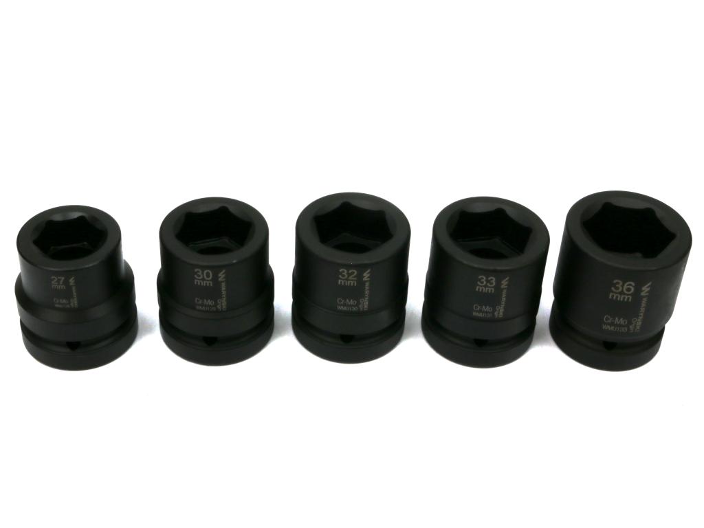 Zestaw Nasadek Udarowych 1" 5 Cz. 27. 30. 32. 33. 36 Mm Ze Stali Crmo Din 3129 Waryński