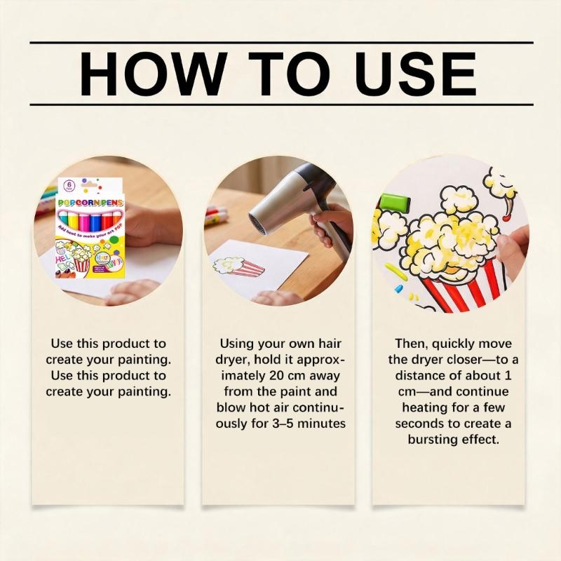 3D Bubble Craft Pen Puff Paint Pen for DIY Crafts and Card Decoration, Bubble Effect Puff Pen for Creative Projects