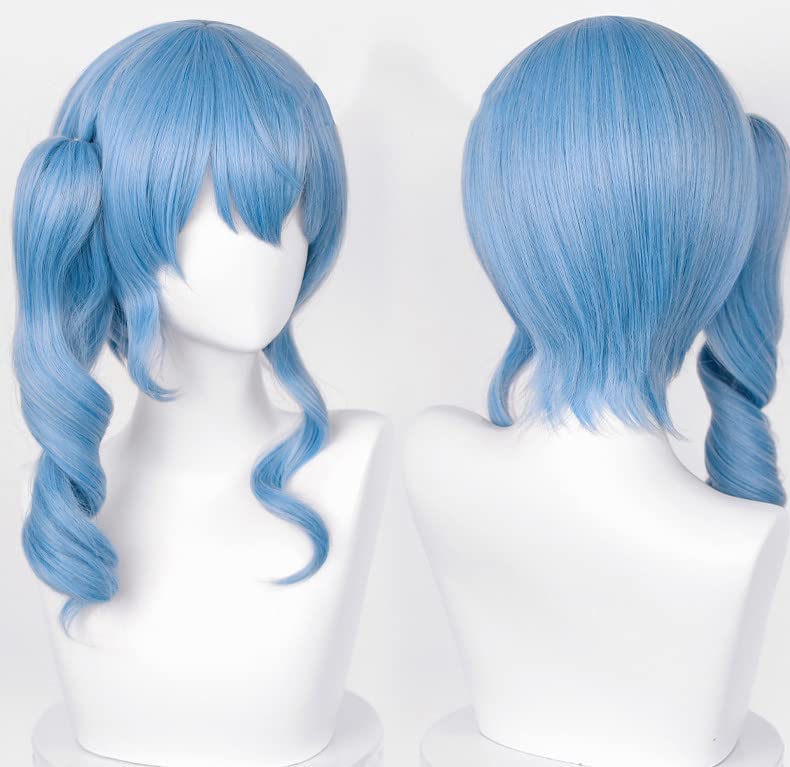 Cosplay Wig, Suisei Hoshima, Light Blue, Mixed Color, Heat-Resistant, Type A