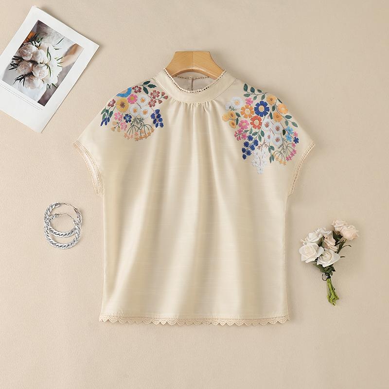 ZANZEA Women Floral Print Casual Round Neck Loose Short Sleeve Blouse S
