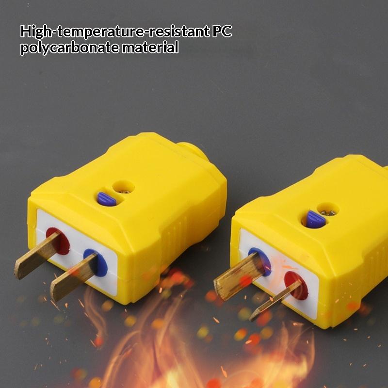 2-Prong Heavy-Duty Industrial Electric Plug Flame-Retardant Drop Resistant Yellow for Commercial Power Use