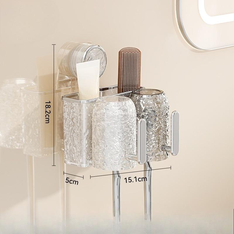Suction Cup Toothbrush Rack, No Need for Drilling, Bathroom Toothbrush Rack, Wall-mounted Toothbrush Cup Rack, Toothbrush Cup Storage Rack