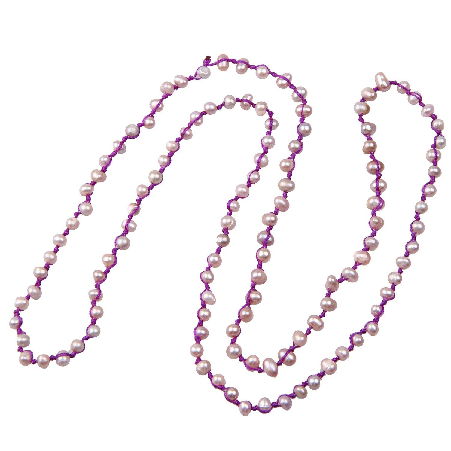 KELITCH Choker, Elegant Long Pearl Necklace for Women, Simple, Suitable for Weddings (Purple)