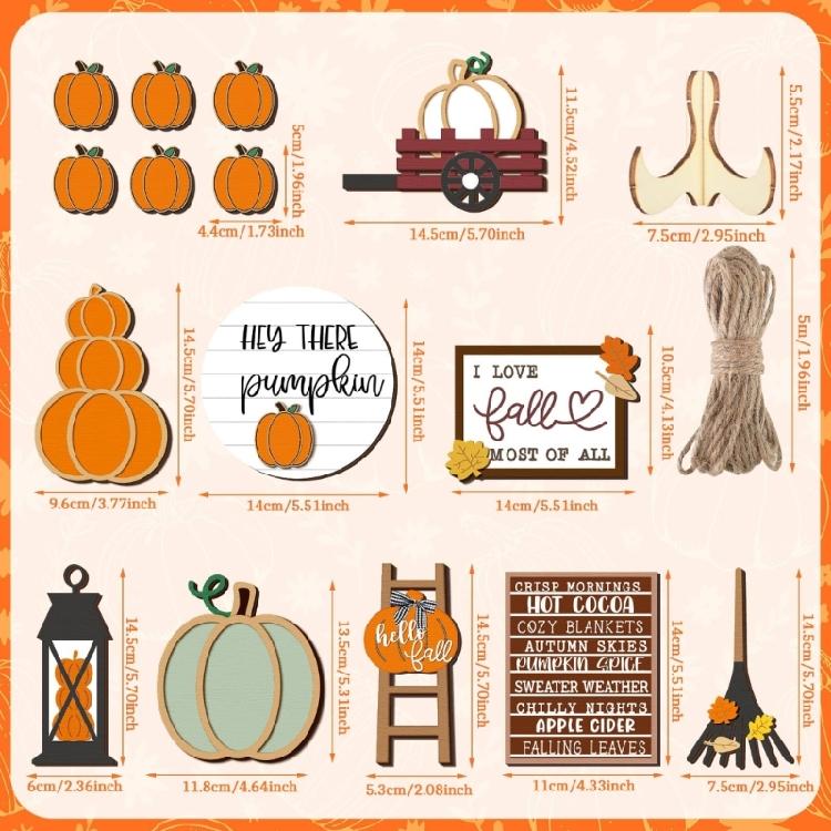 Fall Tiered Tray Decors Set Fall Decors for Home Autumn Wood Sign Thanksgiving Table Sign Farmhouse Tabletop Centerpieces