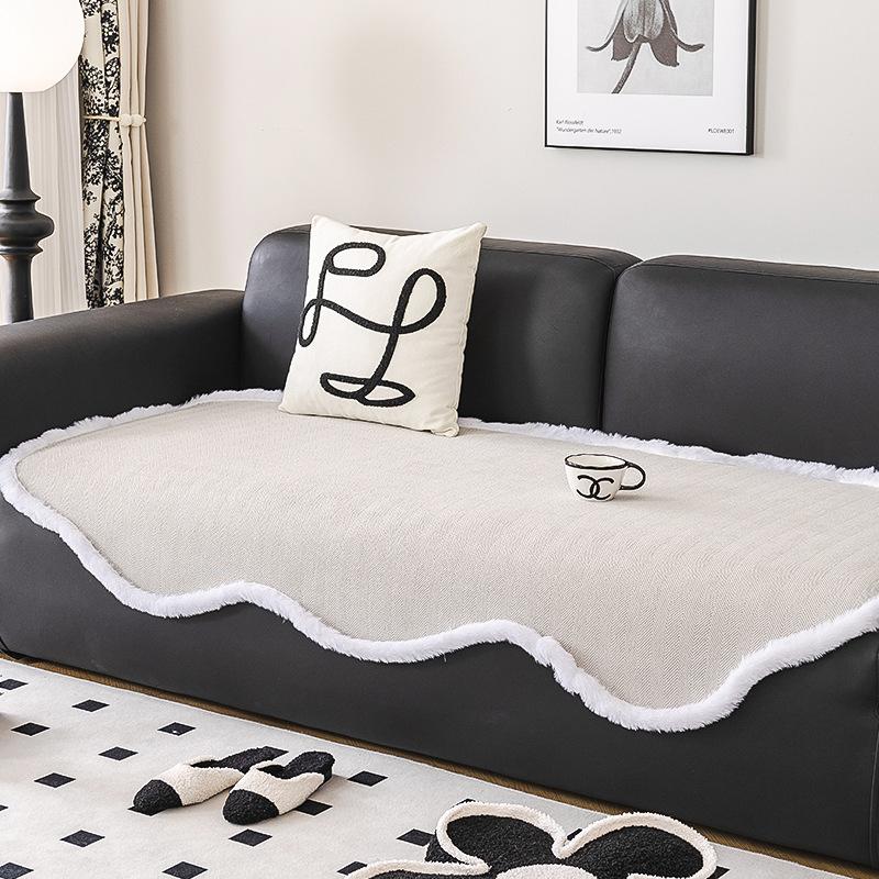 Chenille Herringbone Shaped Plush Sofa Cushion Autumn and Winter Thickening Sofa Cover Cushion