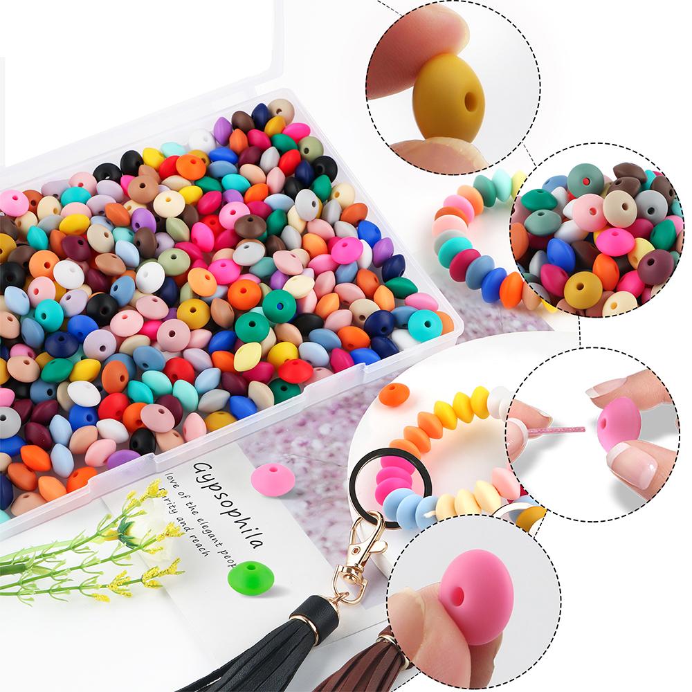New 50pcs/lot Silicone Lentil Silicone Beads 12mm Jewelry Making Lentil Beads DIY Necklace Bracelets Jewelry Accessories