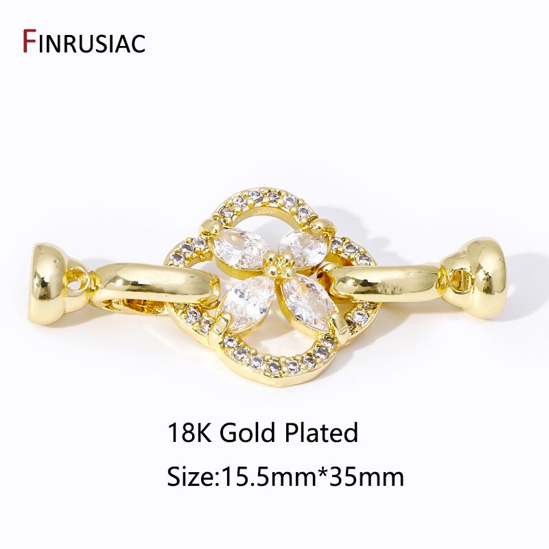 

4 Styles 18K Gold Plated Inlaid Zircon Butterfly Flower Pearl Clasp Fastener Connector For DIY Bracelet Necklace Making Supplies