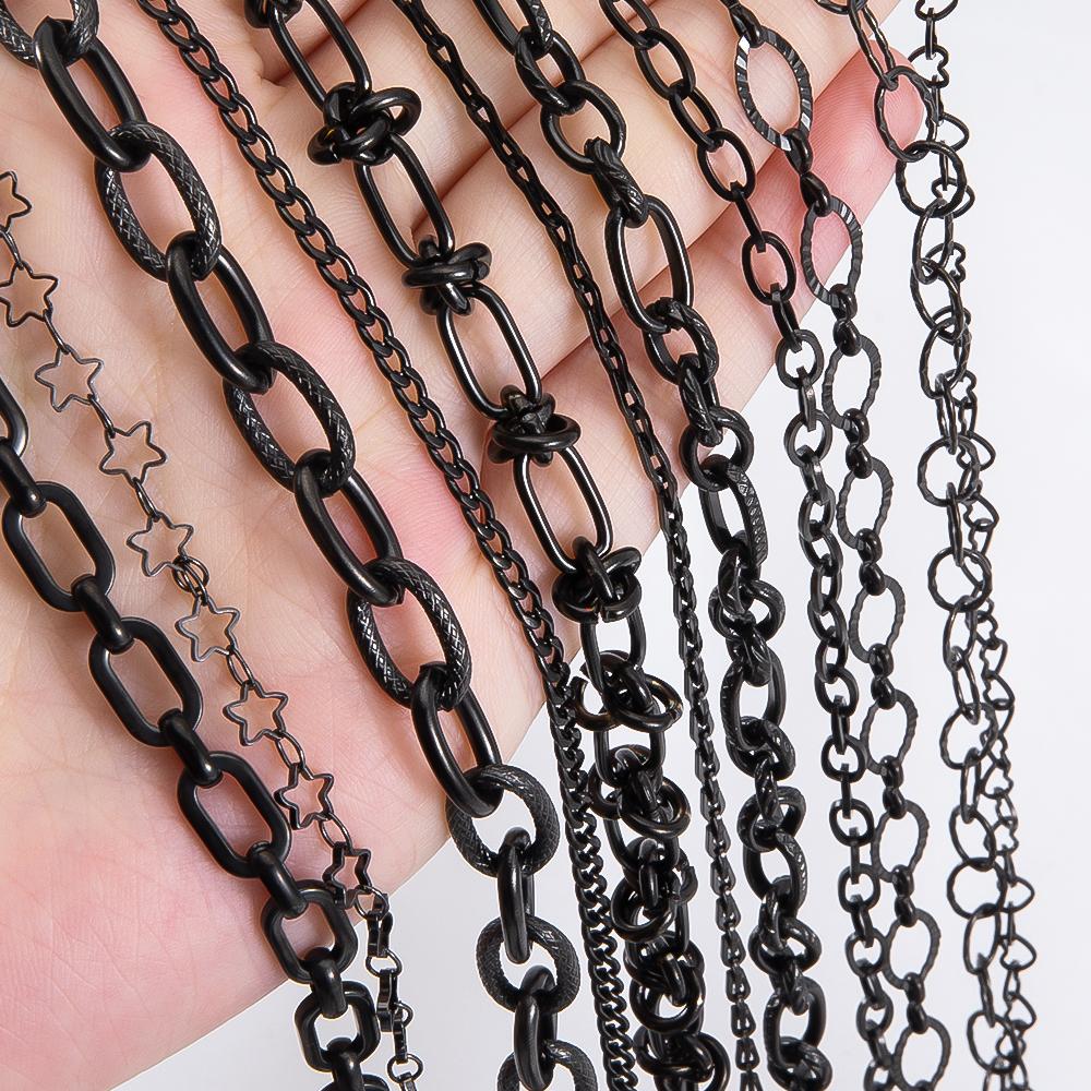 2meter 1meter Black Plated Chain for Men Punk Jewelry Making Necklace Stainless Steel Trend Link Chain Chunky Chain DIY Bracelet