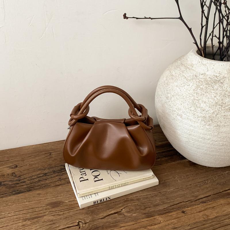 Borsa a Mano Stile Francese Nuvolata con Manico Nodo Borsa a Spalla Mini Pieghettata Chic Borsa a Tracolla Versatile Borsa Quotidiana da Pendolare per Donna
