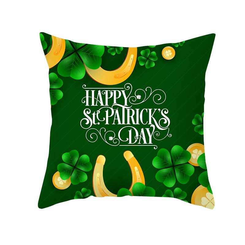 St. Patrick's Pillowcase Home Sofa Peach Leather Velvet Printed Cushion Cover Ireland National Day Cushion Cover