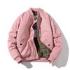 Men Bomber Jacket Solid Autumn Winter Pilot Jacket Women Vintage Fashion Hooded Baseball Coat Casual Windbreak Parkas Red Pink