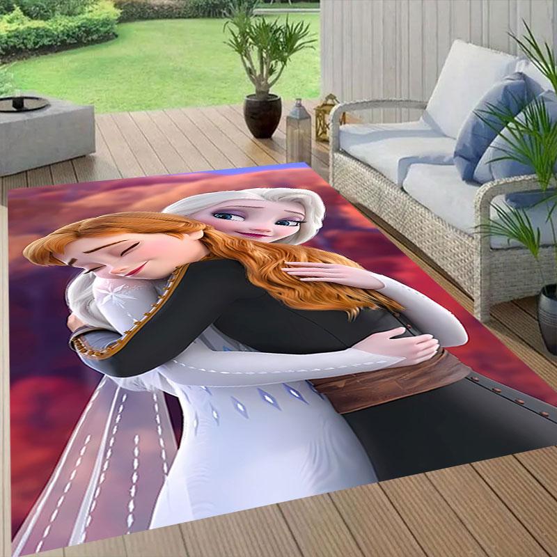 Elsa Queen cartoon pattern rug, Frozen theme, suitable for home, bedroom, bedside rug, and bathroom mat.