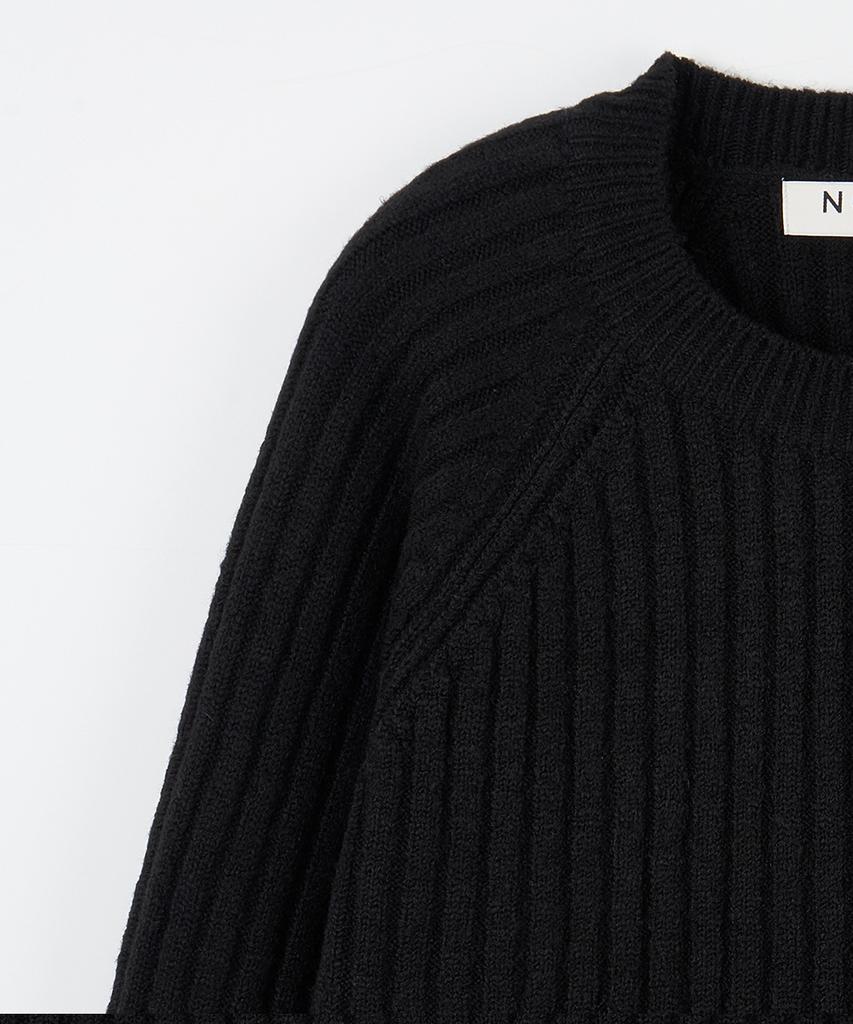 NODU Ribbed Raglan Diagonal Knit [Black]
