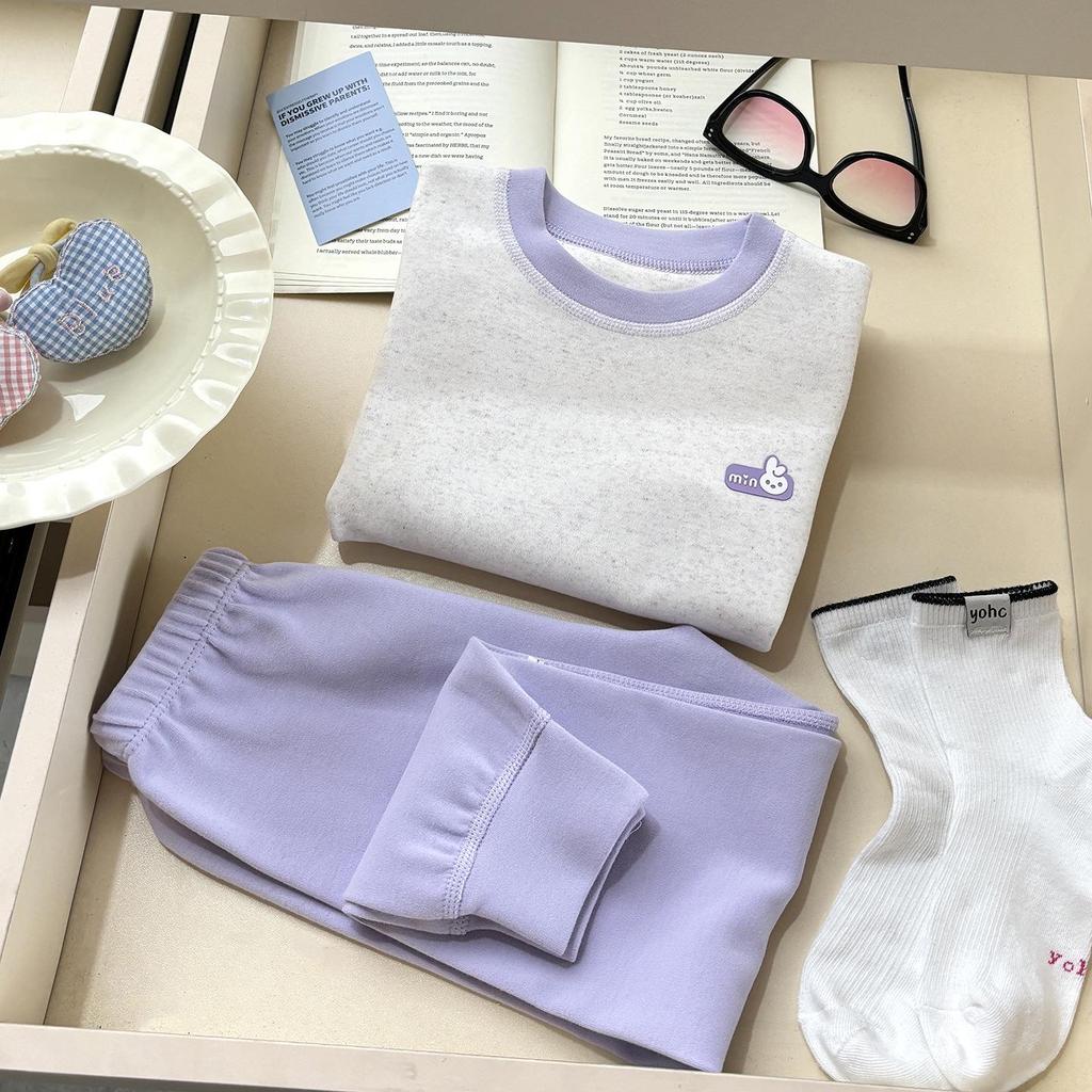 Children's Velvet Cotton Underwear Set: Thickened Autumn Striped Home Wear for Boys and Girls