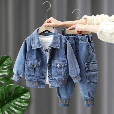 Children's Denim Spring & Autumn Outfit: Fashionable Korean Style Two-Piece Set for Boys & Girls