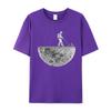 Astronaut Moon Hemisphere Men's 100% Cotton Short sleeved Fashion Women's T-shirt Casual Street Clothing