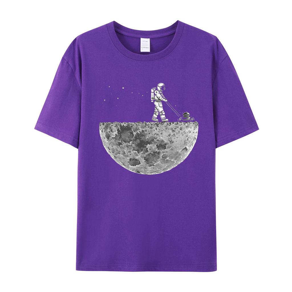 Astronaut Moon Hemisphere Men's 100% Cotton Short sleeved Fashion Women's T-shirt Casual Street Clothing