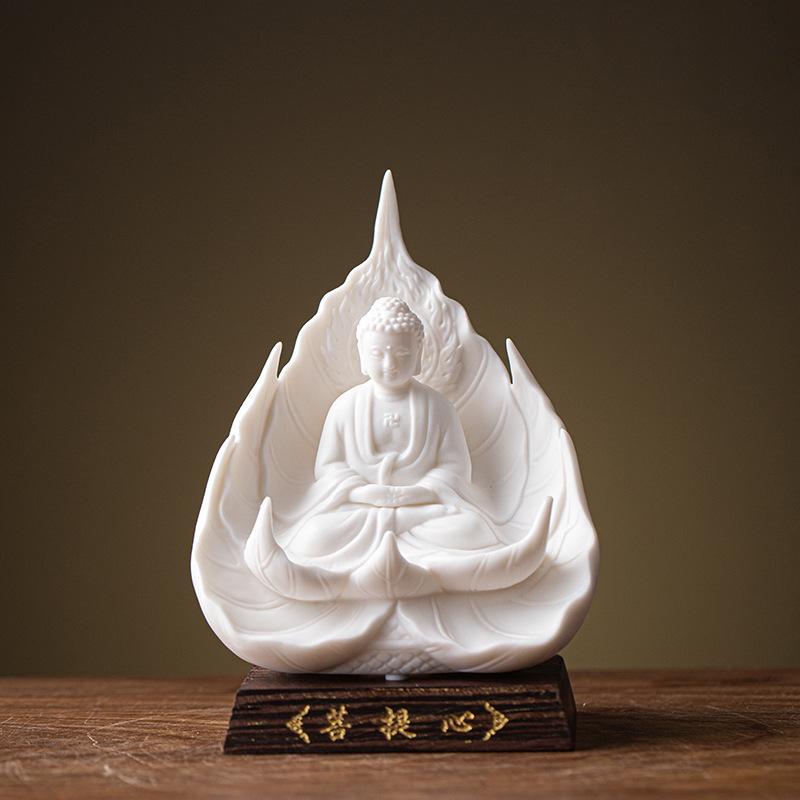 Ceramic ornament "Lotus Heart Guanyin Bodhisattva" Dehua White Porcelain Lin Yixin Buddha Statue Western Three Saints Statue
