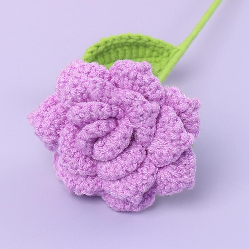 Simulated Crochet Tulips Carnations Red Roses DIY Handmade Flower Bouquets Birthday Gifts Wedding Souvenirs Mother Teacher's Day