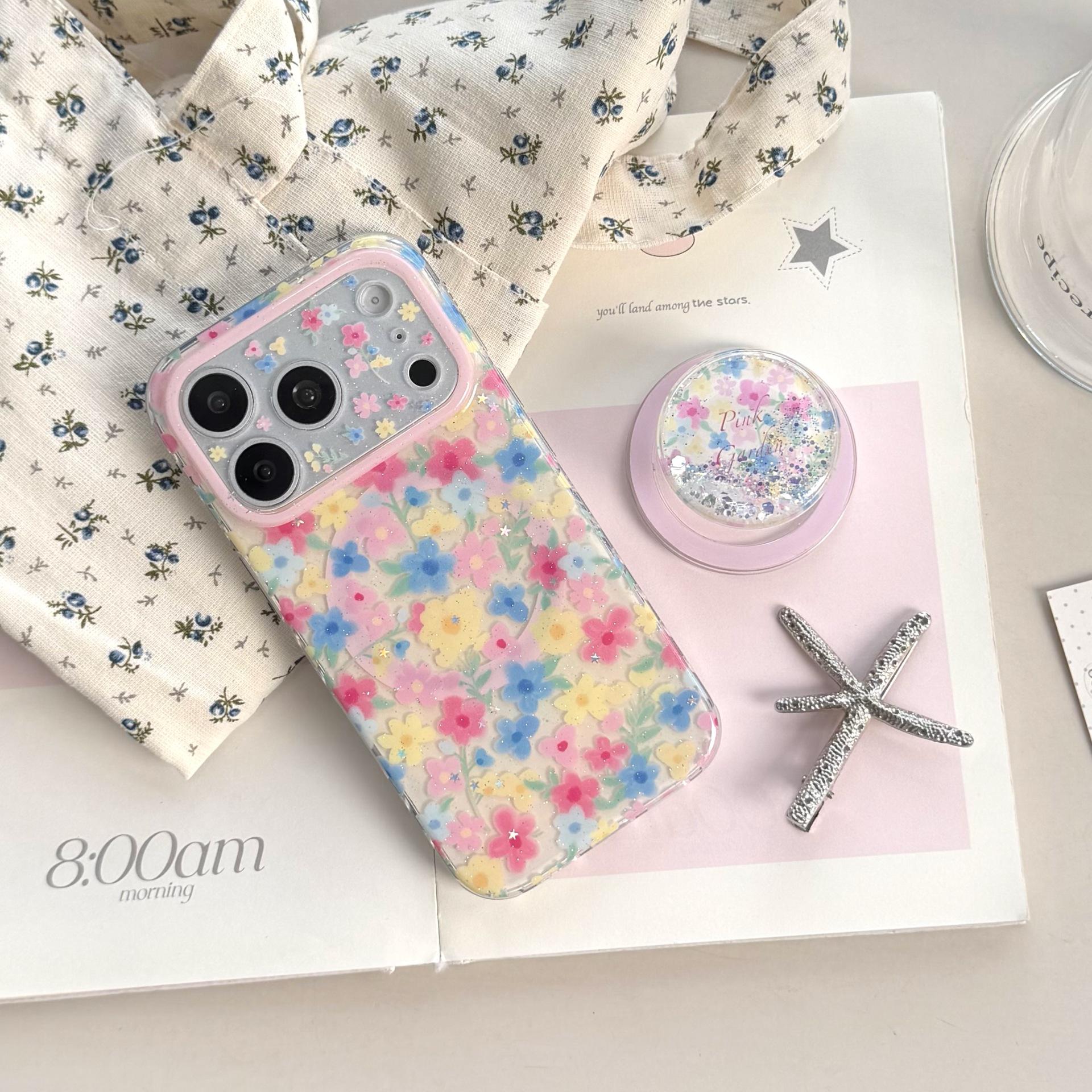 

Spring Floral Magnetic iPhone Case with Holder for iPhone 17/16/15/14 iPhone 17