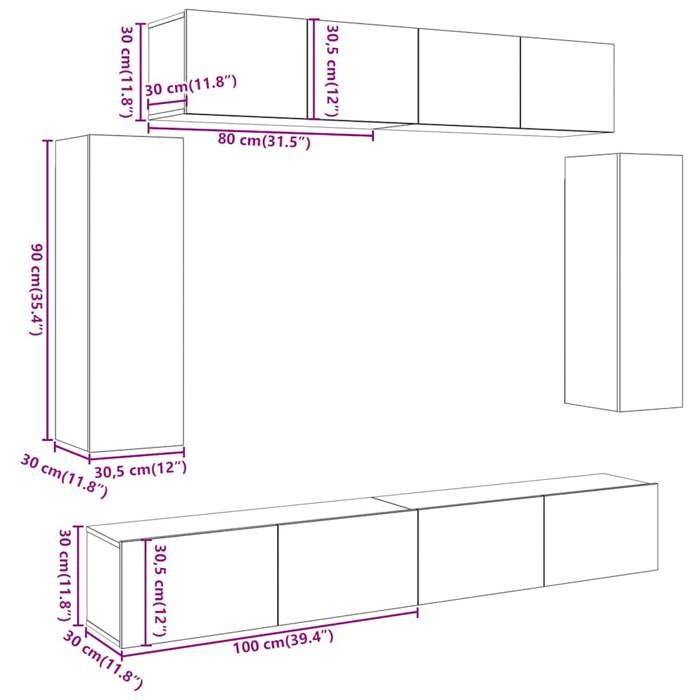 VidaXL Wall-mounted TV Unit Set 6 Pcs Artisan Oak 3329002