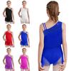 Girls Modern Ballroom Dance Costume Sleeveless Tiered Tassels Leotard Asymmetrical Design Latin Salsa Dancewear