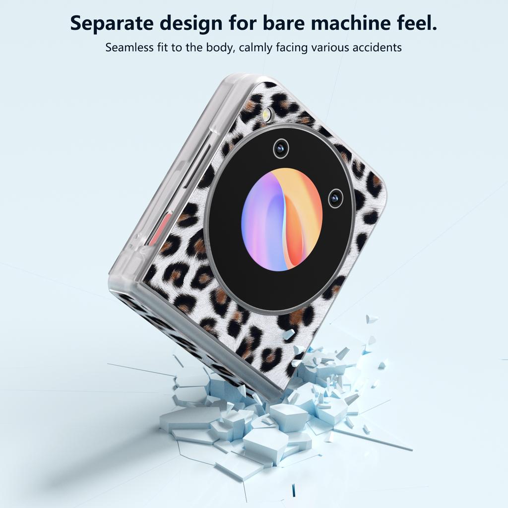 ABEEL For ZTE Libero Flip/nubia Flip 5G Case Clear Matte Edge Leather Leopard Print Texture Phone Cover