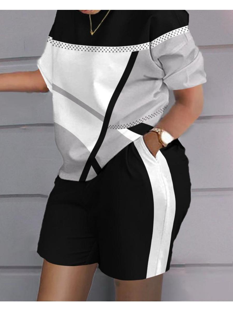 

Літня популярна футболка з 3d-принтом + шорти, комплекти з 2 предметів, модний повсякденний жіночий короткий костюм, м’який спортивний костюм для бігу, трендовий одяг, одяг 6XL