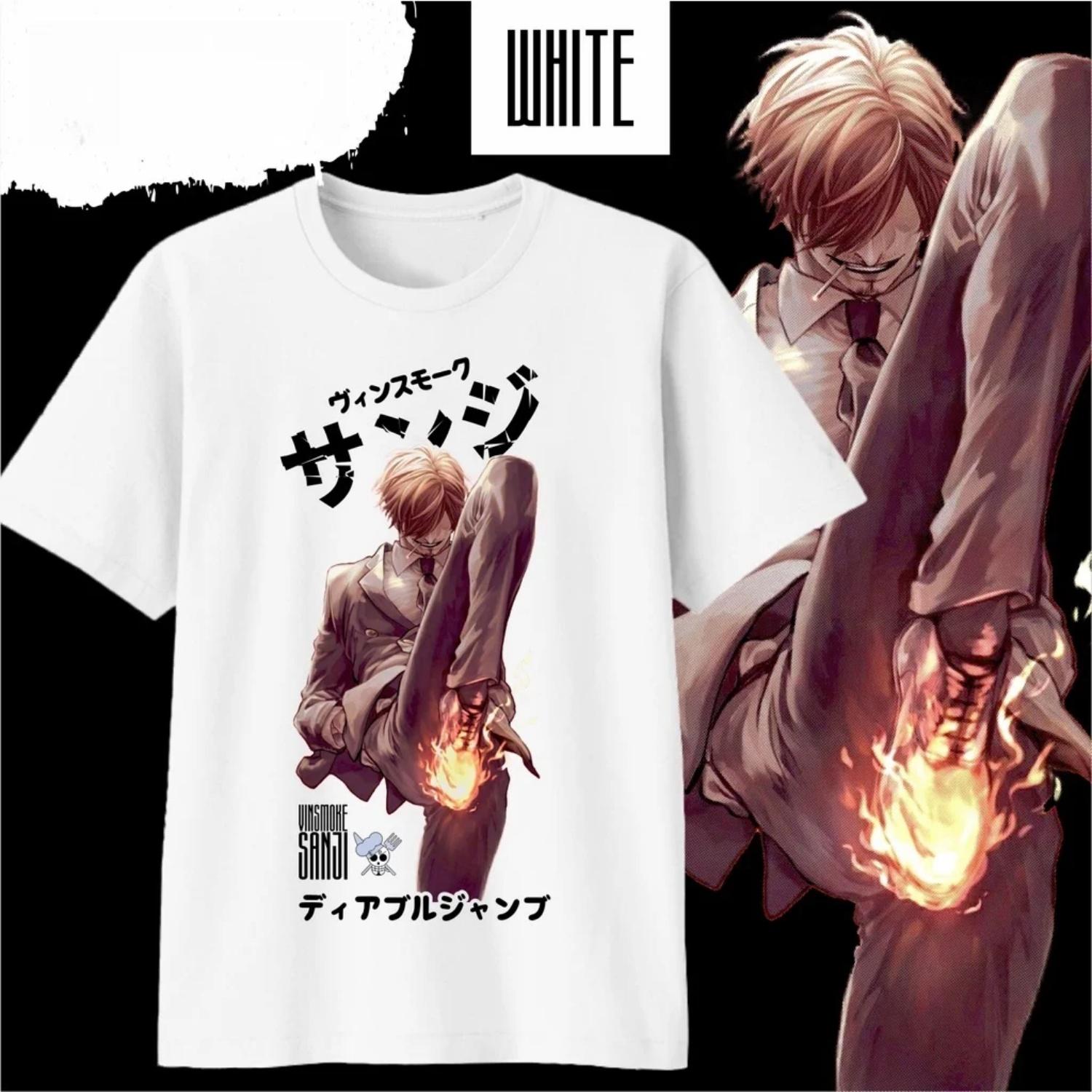 

2026 New Fashion ONE PIECE Anime Sanji Diable Jambe Y2k Graphic TShirt Men Women High Quality Japanese Comfortable Soft Clothes S чёрный